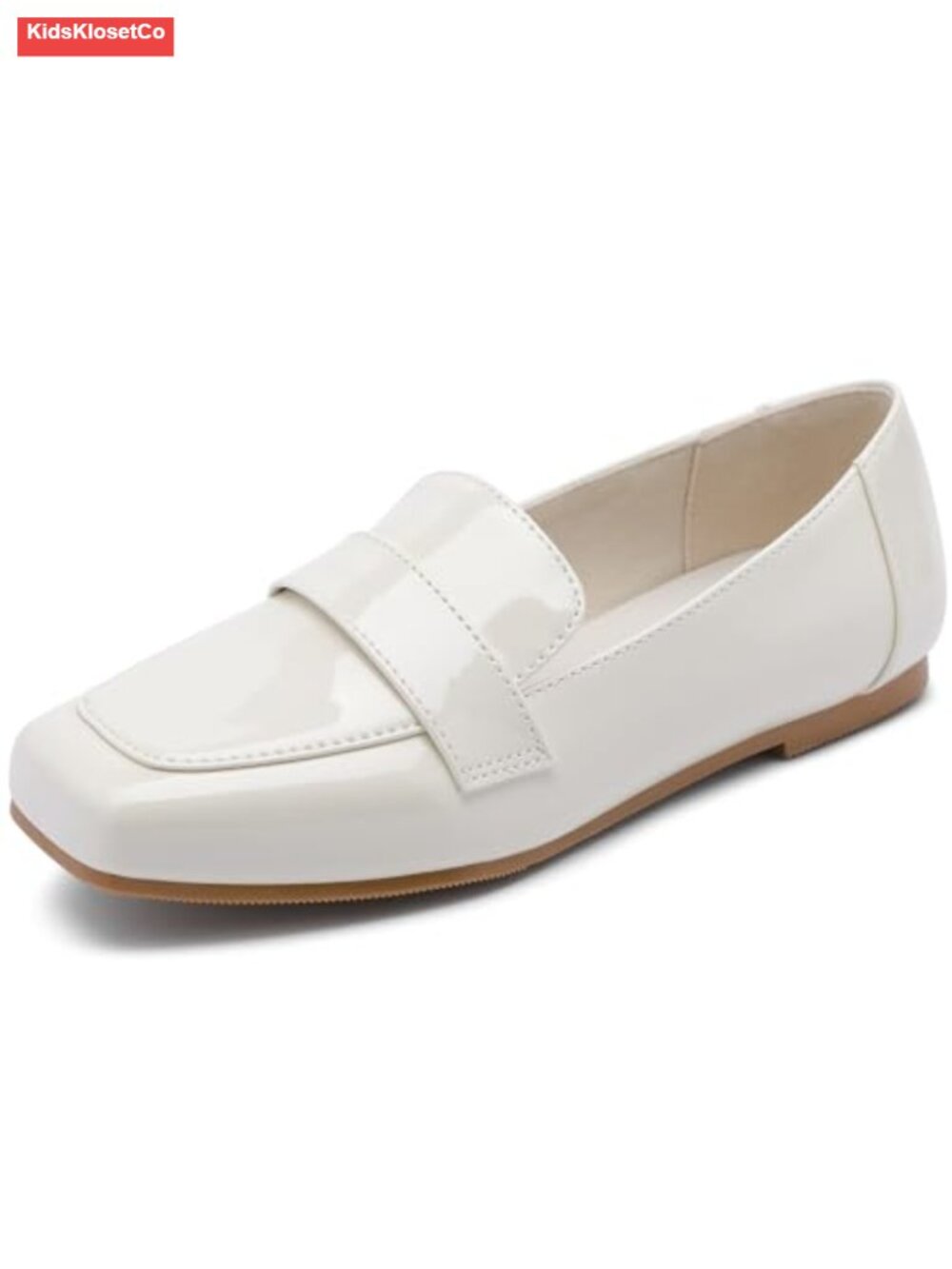 Girls Faux Leather Flat Loafers Dress Shoes Pull-On Comfortable Cushioned Insole